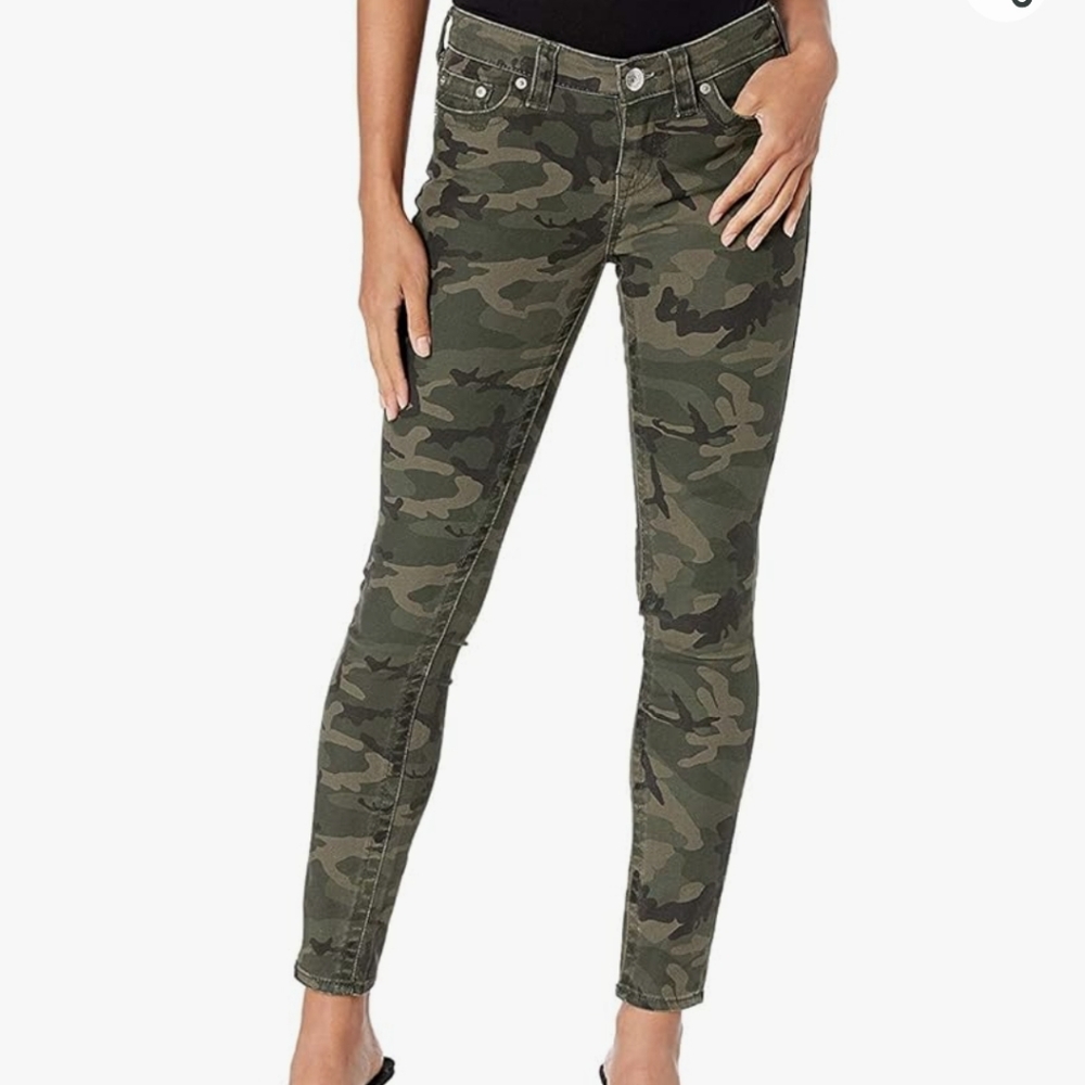True religion Halle mid rise super skinny camoflauge pants